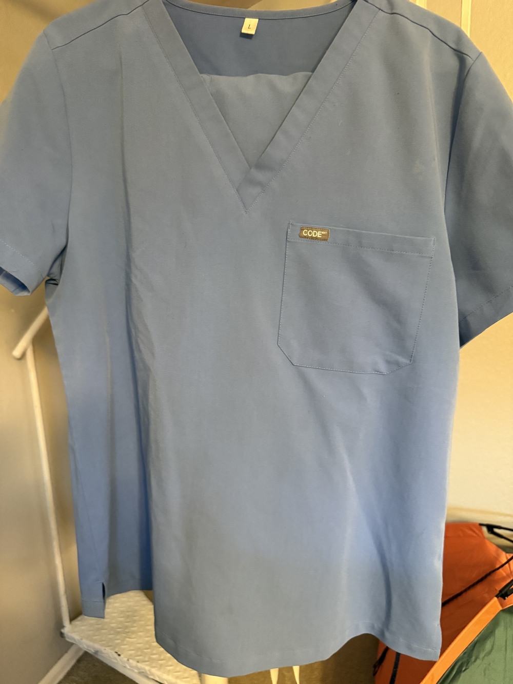 Code Happy by Cherokee Blue Scrub Set – V-Neck Top & Jogger Pants (Size L)